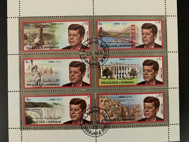 Sharjah - 1972 JFK Kennedy block stamp, UAE, Sharjah, Middle E